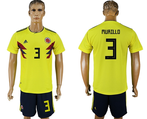 Colombia #3 Murillo Home Soccer Country Jersey